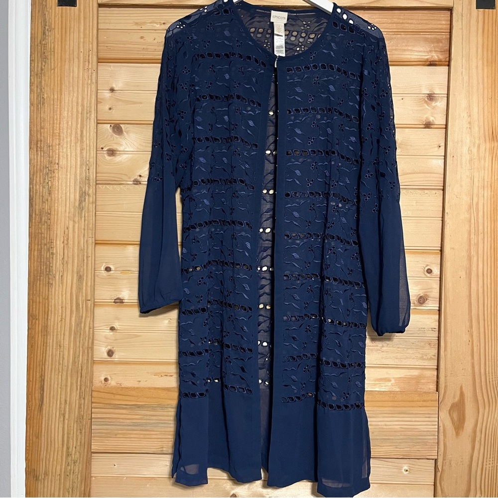 Chico's Deep Blue Lace Cardigan